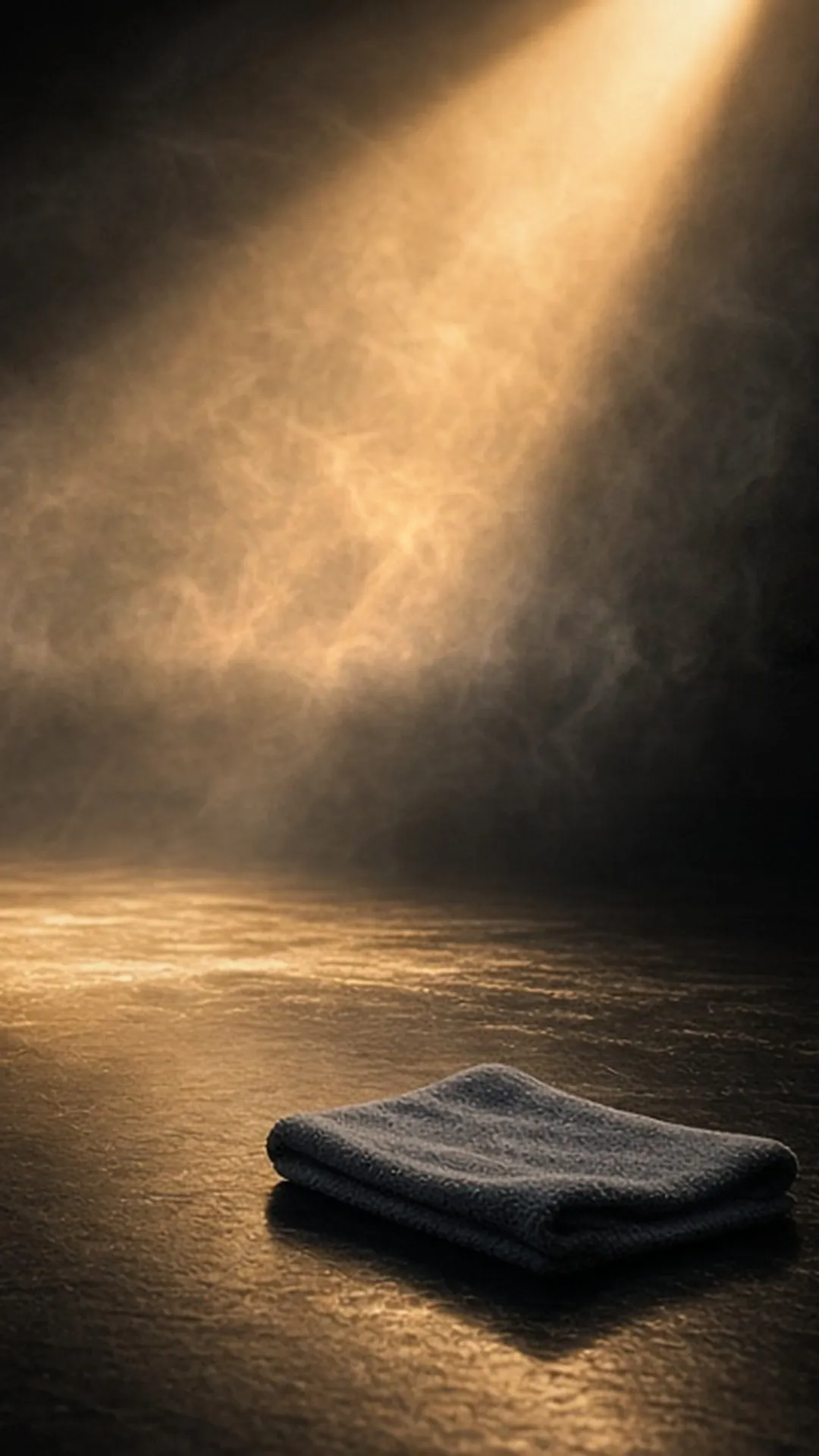 A polished black stage floor with a faint sheen